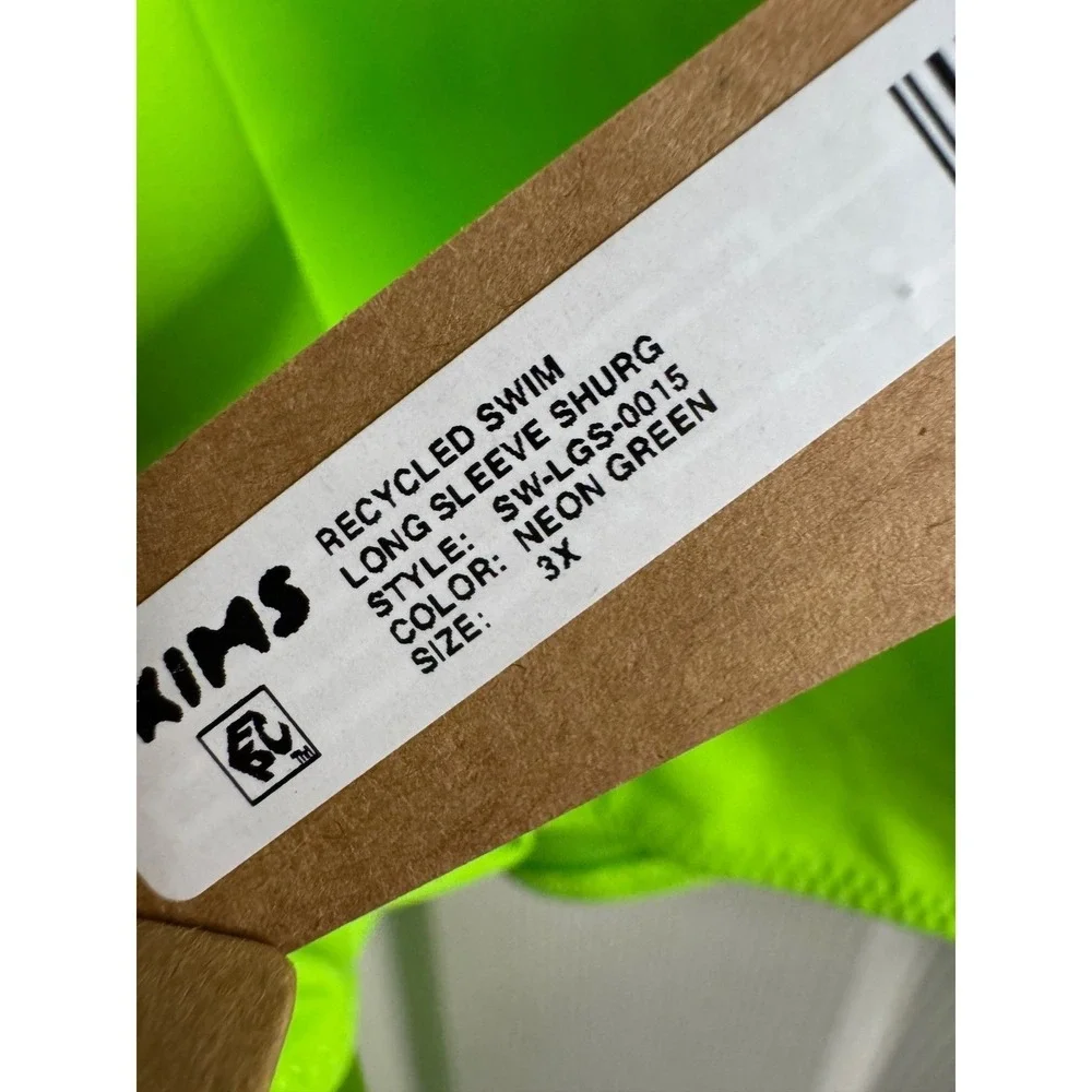 SKIMS Neon Green Recycled Swim Long Sleeve Shrug Top 3X‎ Cover Up